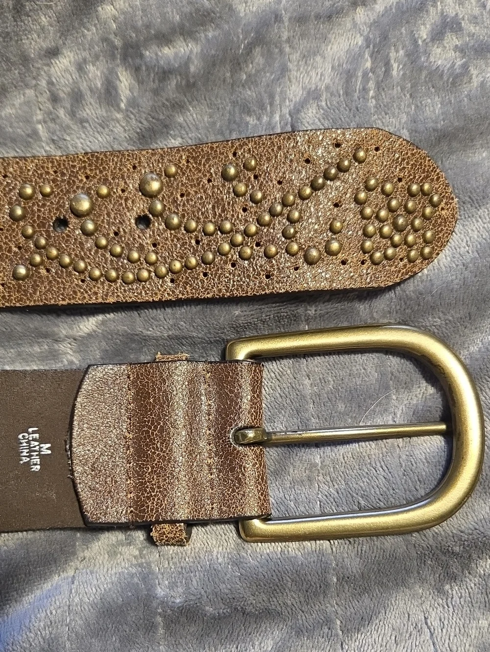 Express-Vintage Leather Studded Belt-Size Medium